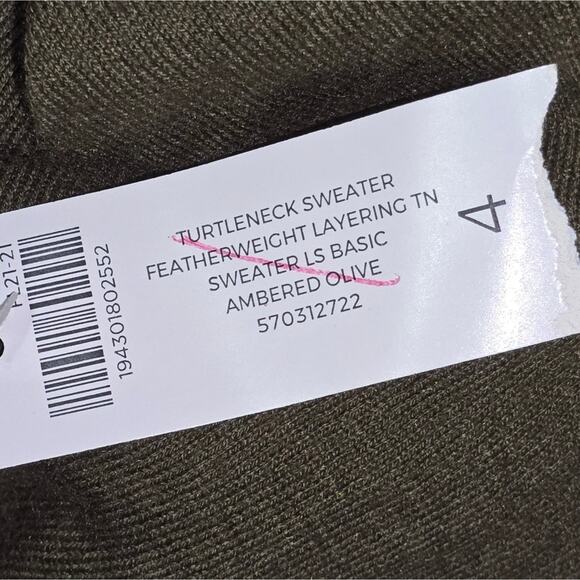 Chico's Ambered Olive Turtleneck Feather Weight Asymetrical Sweater Plus Size 2X - Picture 6 of 7